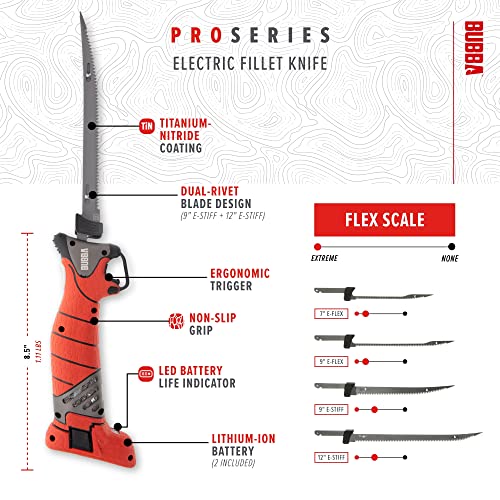 BUBBA Pro Series Lithium-Ion Electric Fillet Knife with Non-Slip Grip Handle