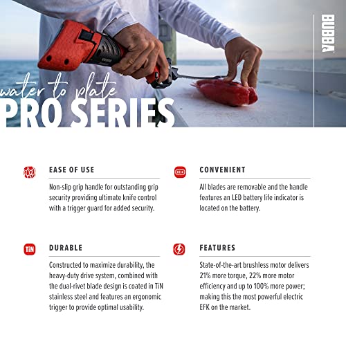 BUBBA Pro Series Lithium-Ion Electric Fillet Knife with Non-Slip Grip Handle