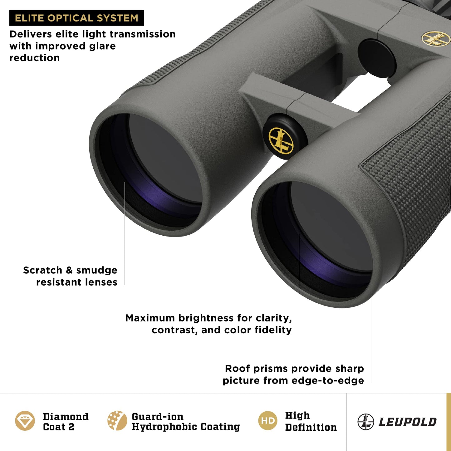 Leupold BX-4 Pro Guide HD Binoculars, 12x50mm, Shadow Gray (172675)