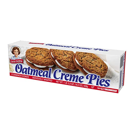 Little Debbie Oatmeal Crème Pies, 12 Individually Wrapped Sandwich Cookies, 16.2 OZ Box