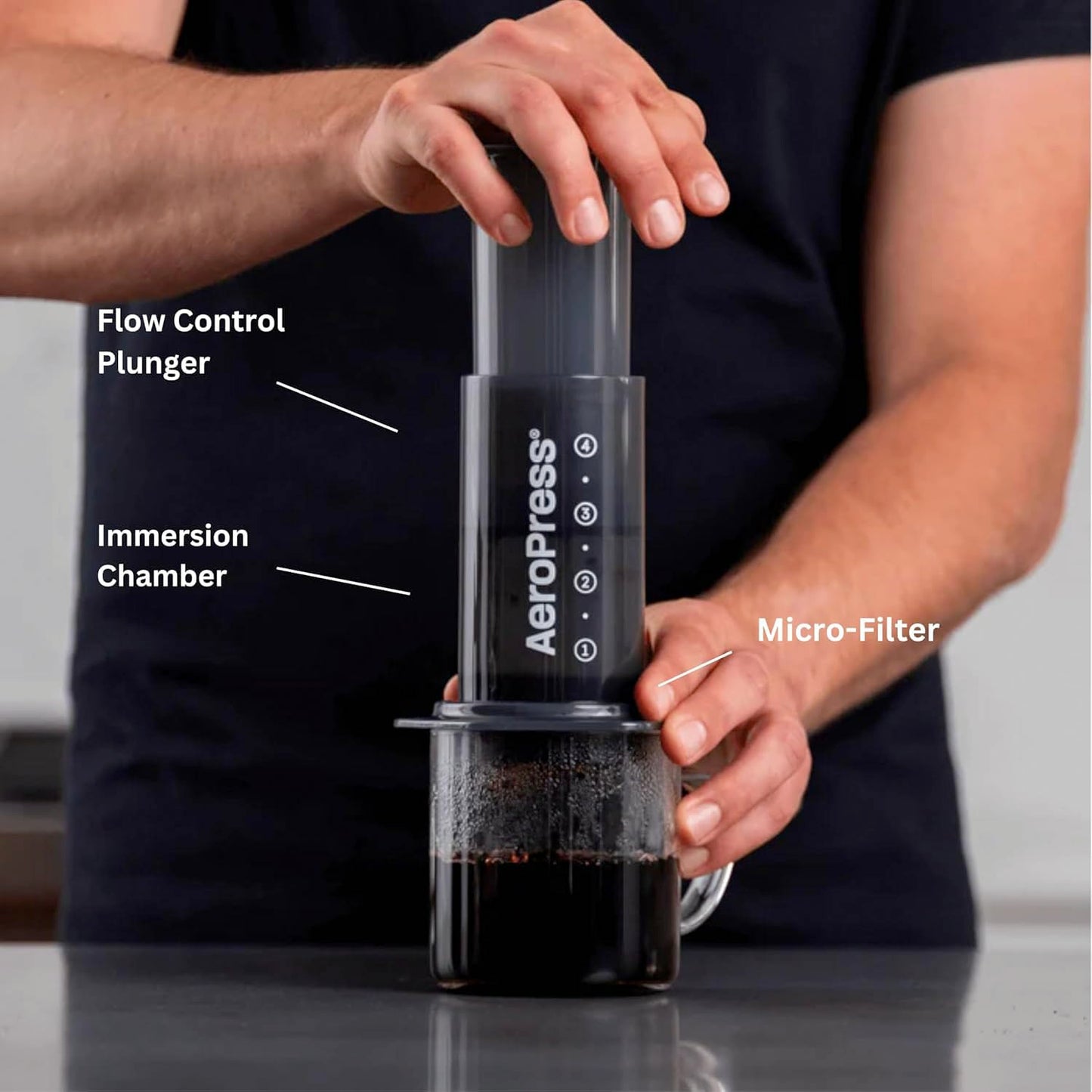 AeroPress Original Coffee and Espresso-style Maker, Barista Level Portable Coffee Maker with Chamber, Plunger, & Filters