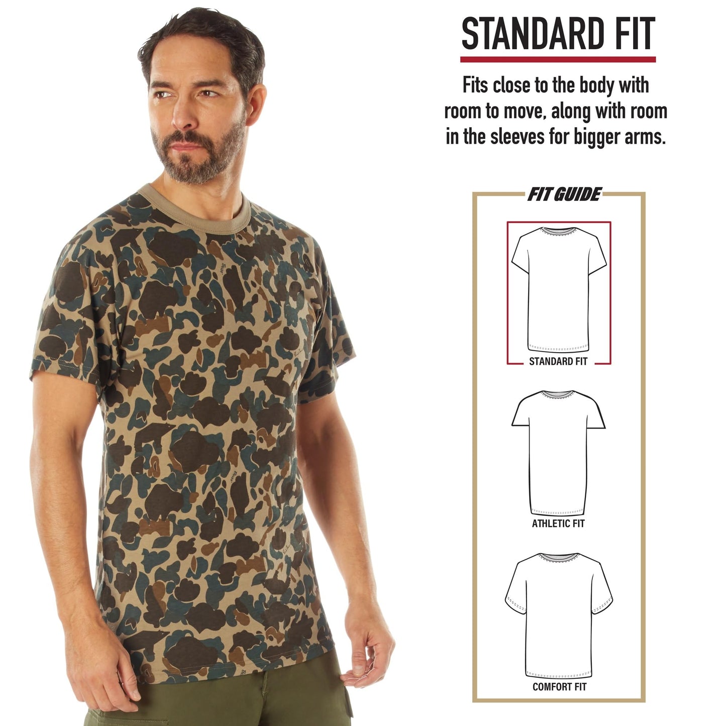 Rothco X Bear Archery Fred Bear Camo T-Shirt – Standard Fit Camouflage Shirt - Large