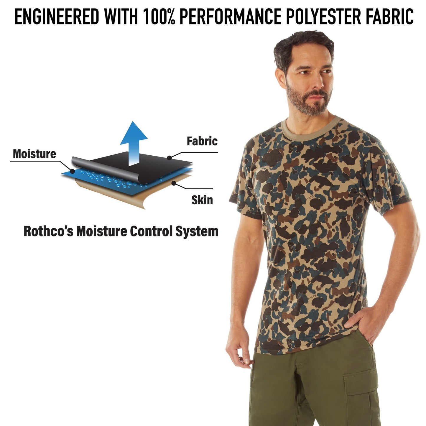 Rothco X Bear Archery Fred Bear Camo Moisture Wicking T-Shirt – Performance Camouflage Shirt - X-Large