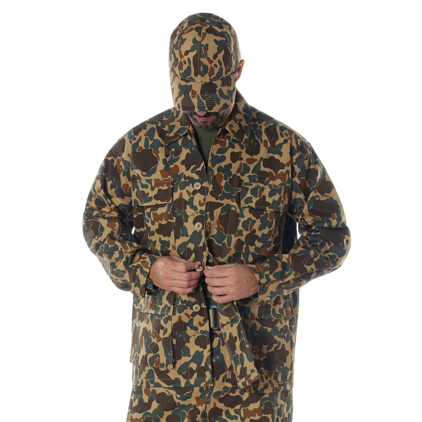 Rothco X Bear Archery Fred Bear Camo BDU Shirt – Long Sleeve Hunting Shirt – Utility Pockets for Bowhunting Gear - Small