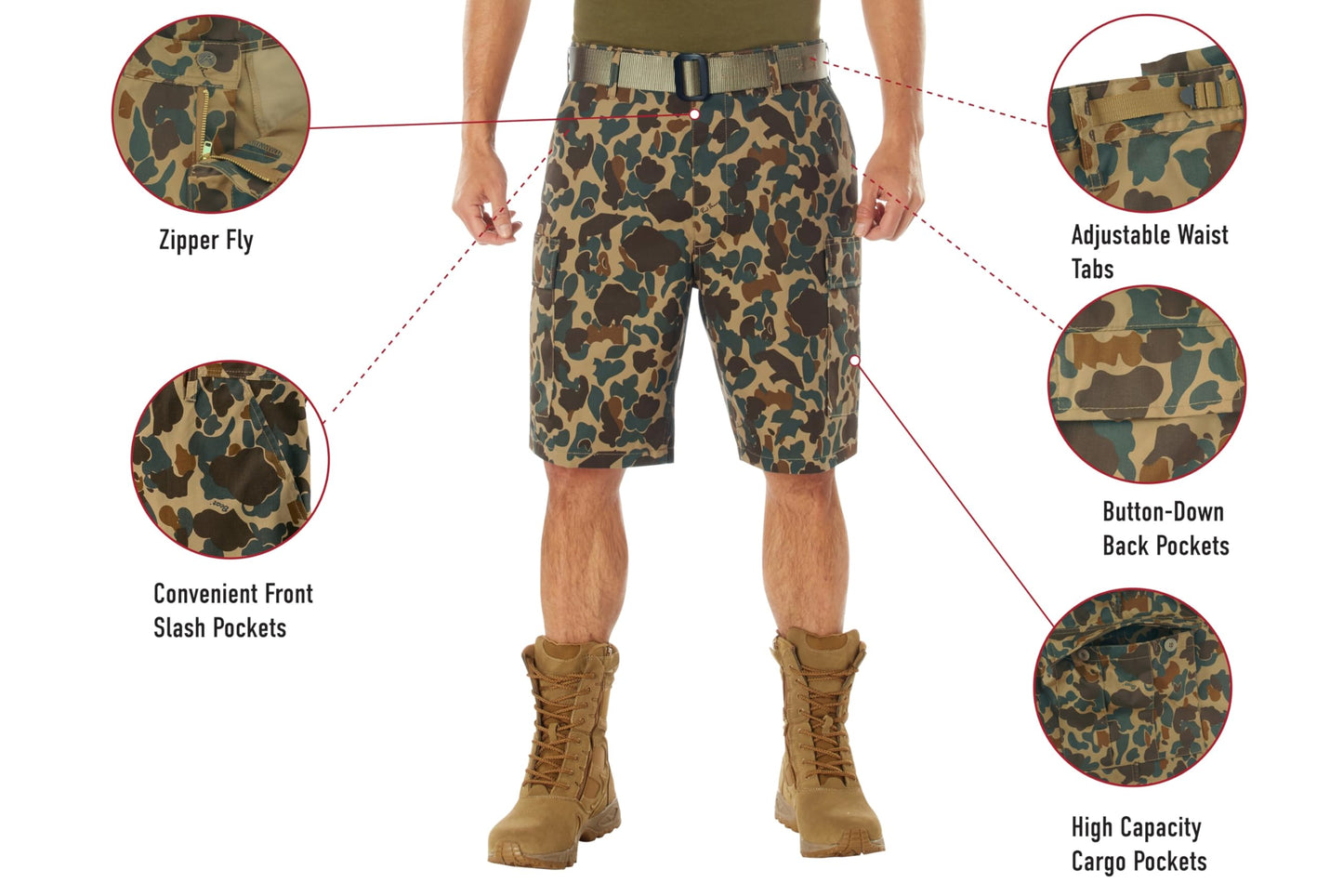 Rothco X Bear Archery Fred Bear Camo BDU Cargo Shorts – Rugged & Heavy-Duty BDU Shorts - 3X-Large