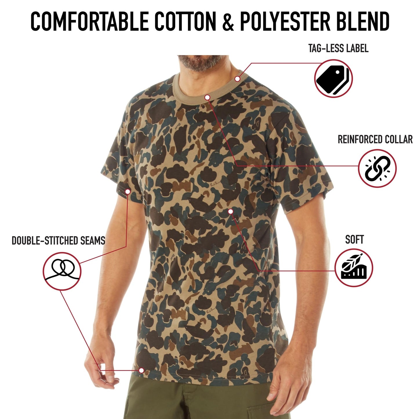 Rothco X Bear Archery Fred Bear Camo T-Shirt – Standard Fit Camouflage Shirt - Large