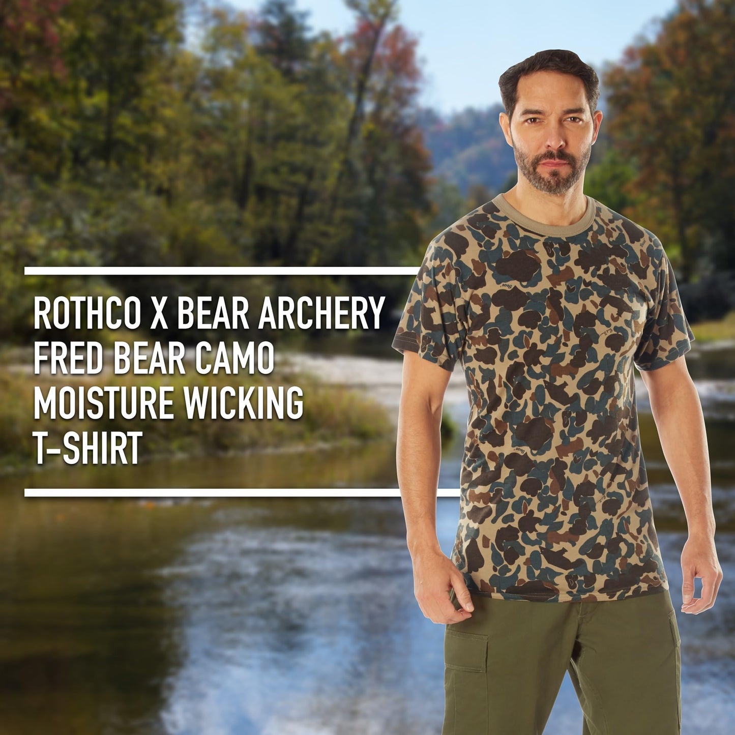 Rothco X Bear Archery Fred Bear Camo Moisture Wicking T-Shirt – Performance Camouflage Shirt - X-Large