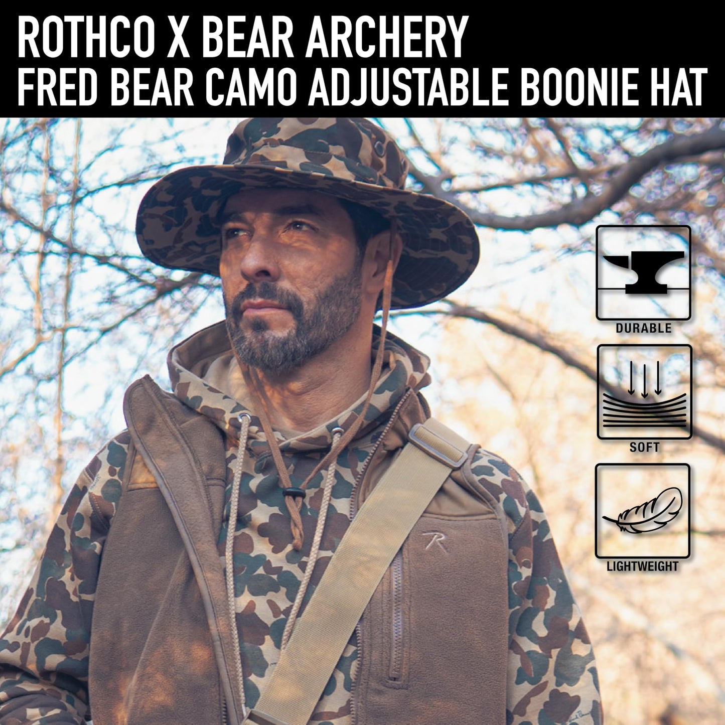 Rothco X Bear Archery Fred Bear Camo Adjustable Boonie Hat – Great for Hunting and Fishing