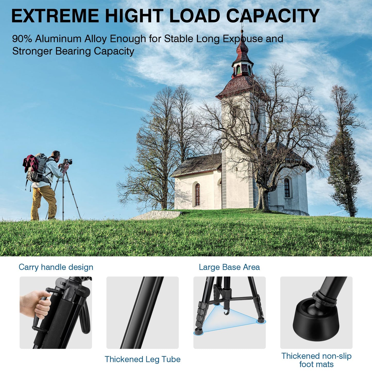 Tripod for Camera, 72" Tall Camera Tripod with Remote, Compact Camera Stand Tripod for Phone, Lightweight DSLR Tripod& Monopod, Professional Heavy Duty Tripod for Spotting Scope, Telescope, Binocular